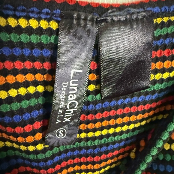 Luna Chix Rainbow Knit Bodycon Mini Dress – Size Small - Picture 3 of 4